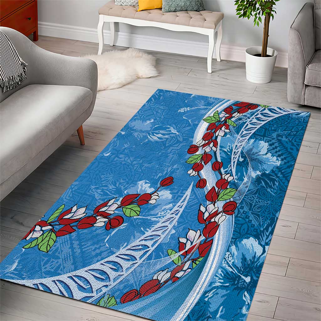 Fiji Tagimaucia Floral Area Rug Tapa Pattern