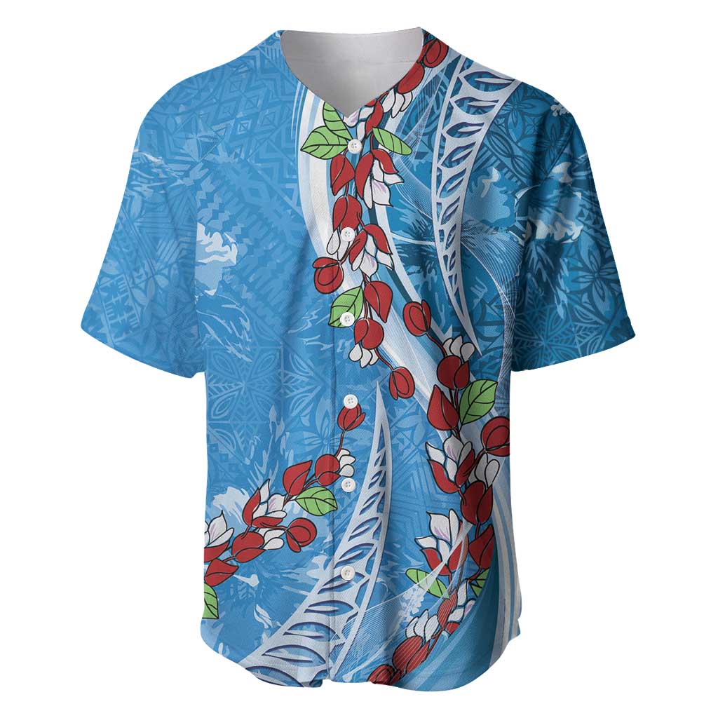 Fiji Tagimaucia Floral Baseball Jersey Tapa Pattern