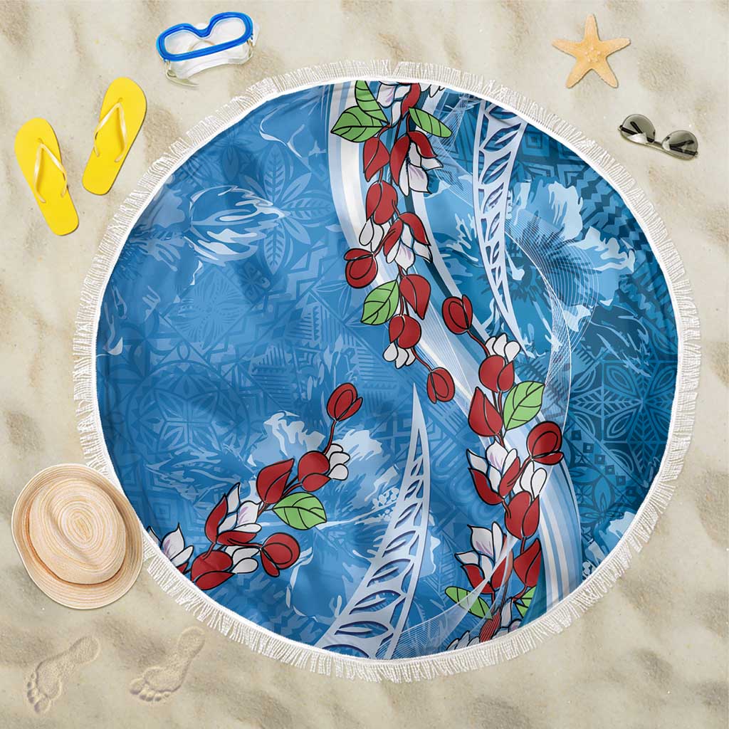 Fiji Tagimaucia Floral Beach Blanket Tapa Pattern