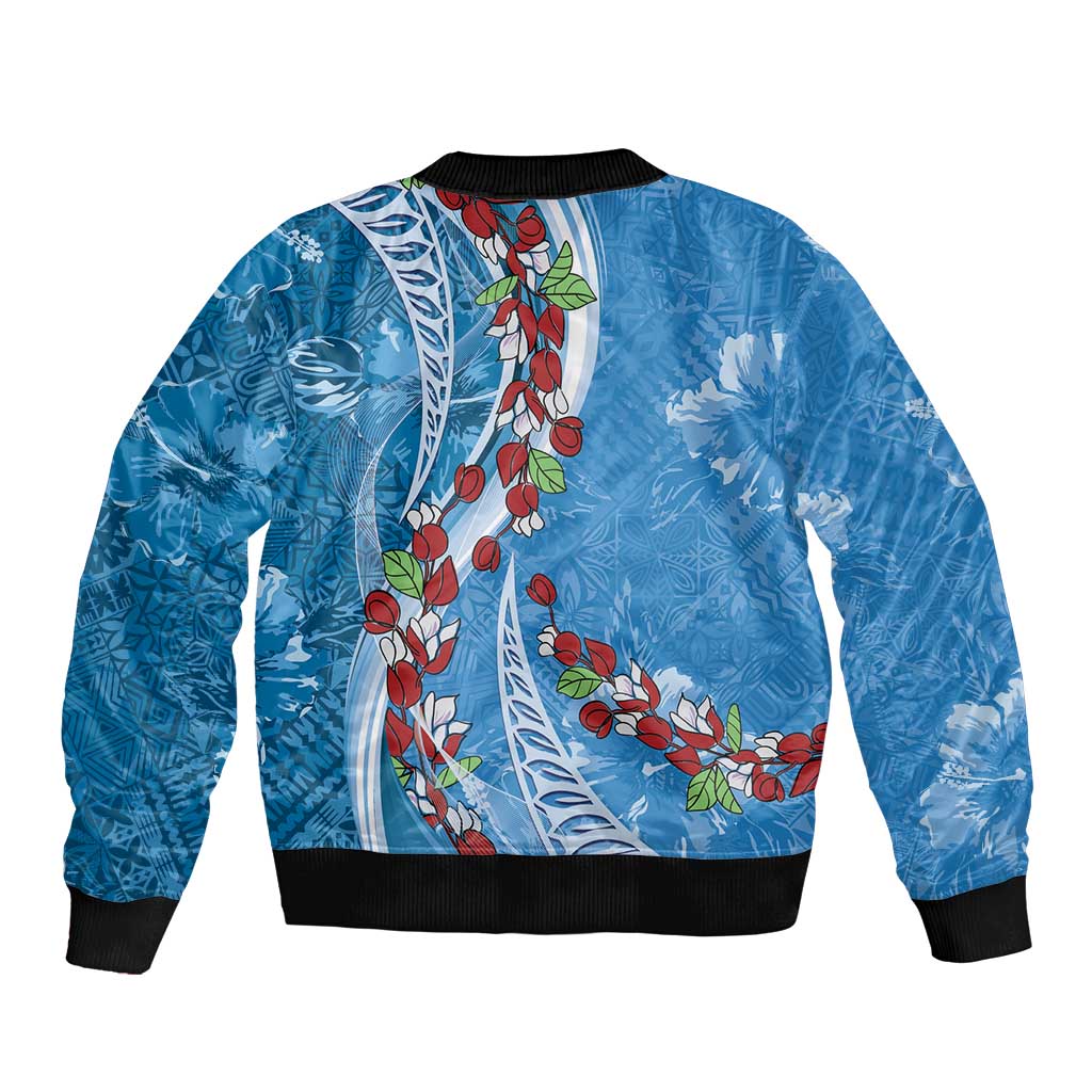 Fiji Tagimaucia Floral Bomber Jacket Tapa Pattern