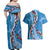 Fiji Tagimaucia Floral Couples Matching Off Shoulder Maxi Dress and Hawaiian Shirt Tapa Pattern