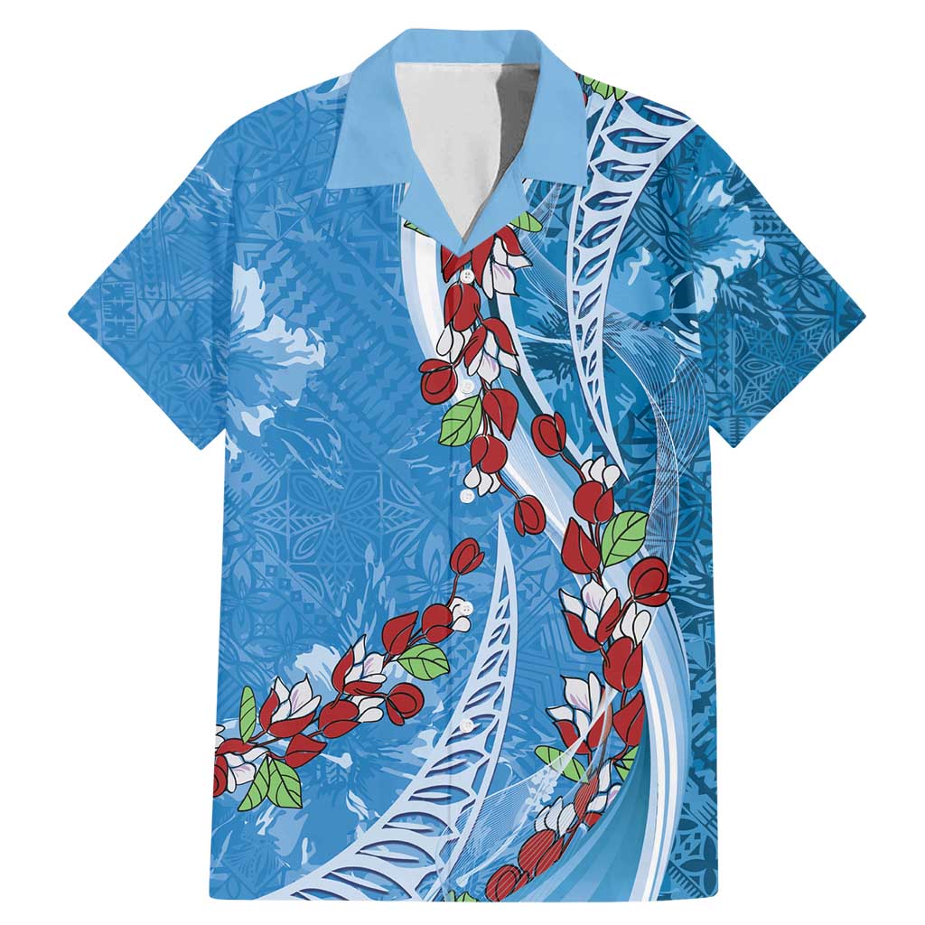Fiji Tagimaucia Floral Family Matching Mermaid Dress and Hawaiian Shirt Tapa Pattern