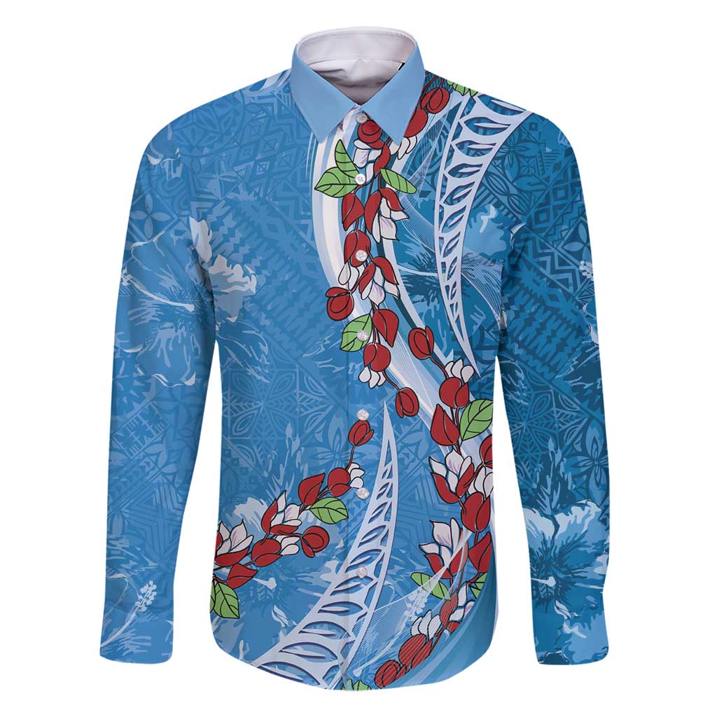 Fiji Tagimaucia Floral Family Matching Summer Maxi Dress and Hawaiian Shirt Tapa Pattern