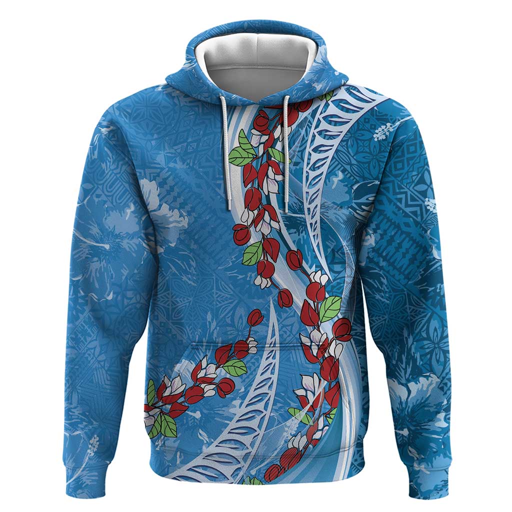 Fiji Tagimaucia Floral Hoodie Tapa Pattern