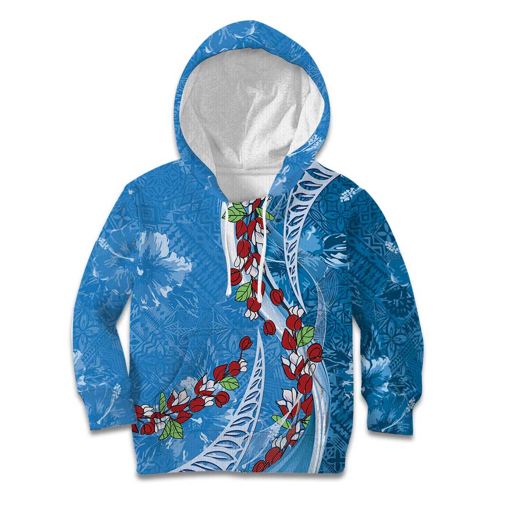 Fiji Tagimaucia Floral Kid Hoodie Tapa Pattern