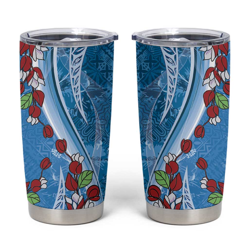 Fiji Tagimaucia Floral Tumbler Cup Tapa Pattern