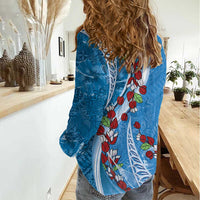 Fiji Tagimaucia Floral Women Casual Shirt Tapa Pattern