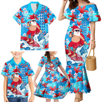 Hawaii Christmas Family Matching Mermaid Dress and Hawaiian Shirt Santa Claus Surfing Kakau Tropical Style LT01 - Polynesian Pride