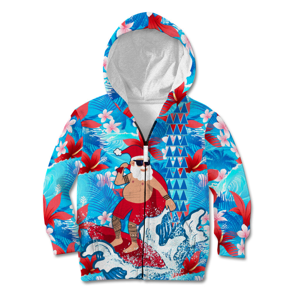 Hawaii Christmas Kid Hoodie Santa Claus Surfing Kakau Tropical Style LT01 - Polynesian Pride
