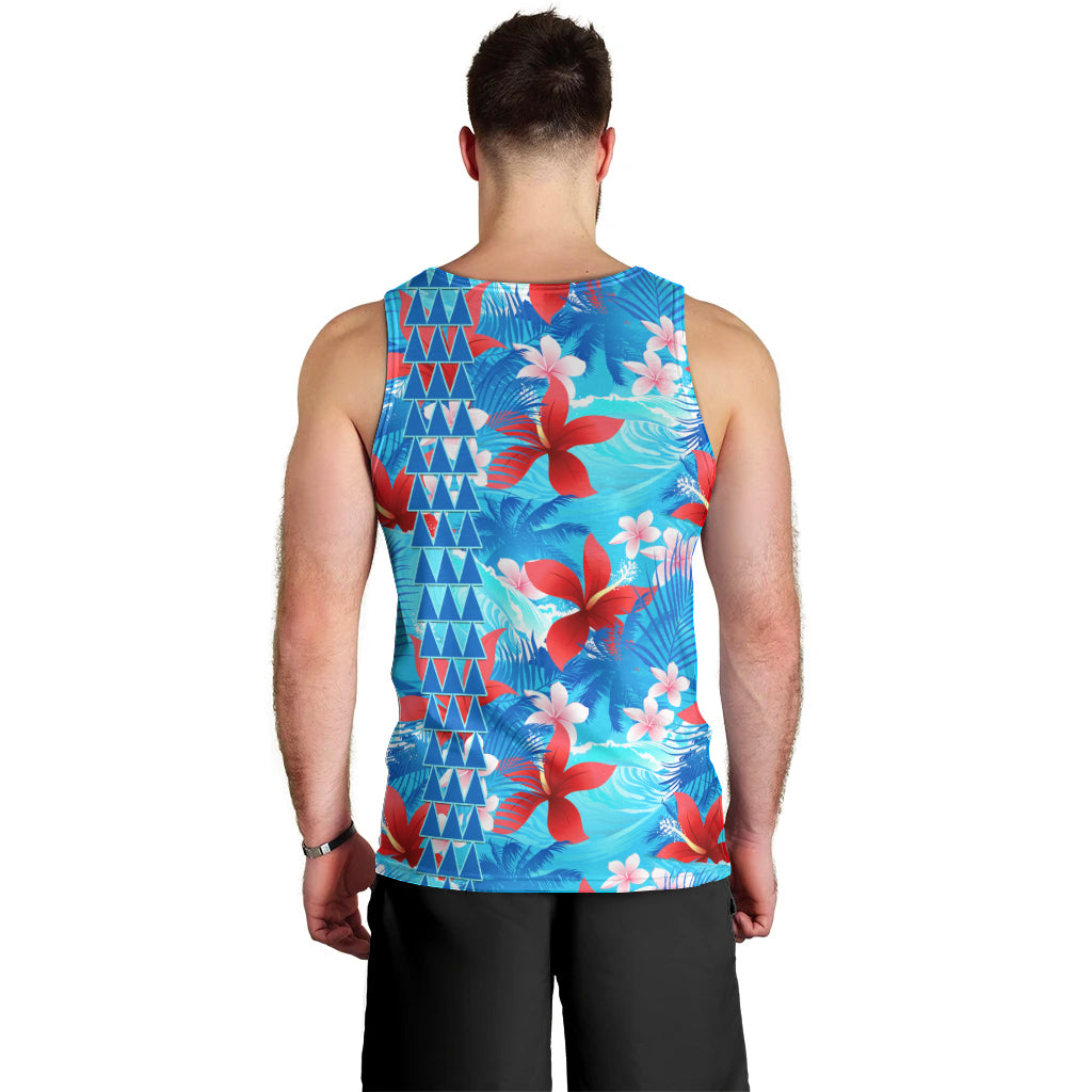 Hawaii Christmas Men Tank Top Santa Claus Surfing Kakau Tropical Style LT01 - Polynesian Pride