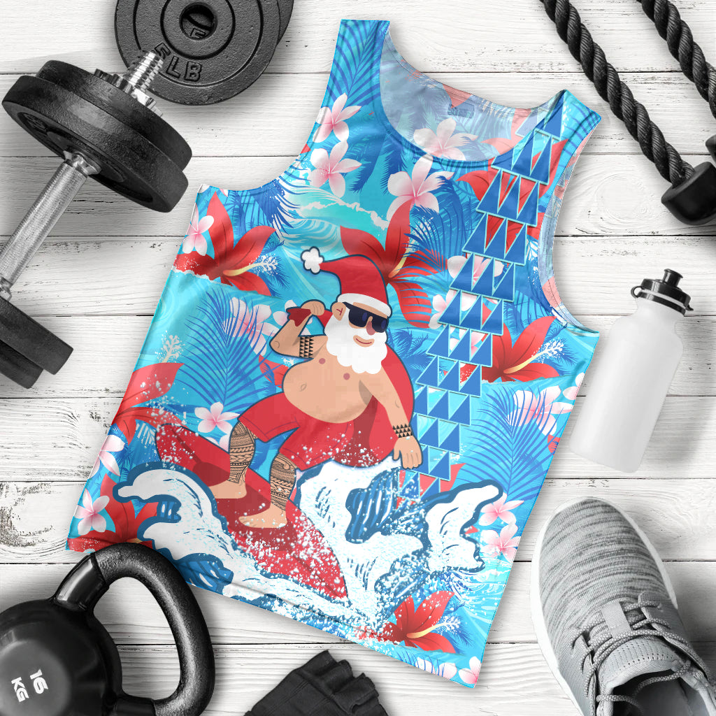 Hawaii Christmas Men Tank Top Santa Claus Surfing Kakau Tropical Style LT01 - Polynesian Pride