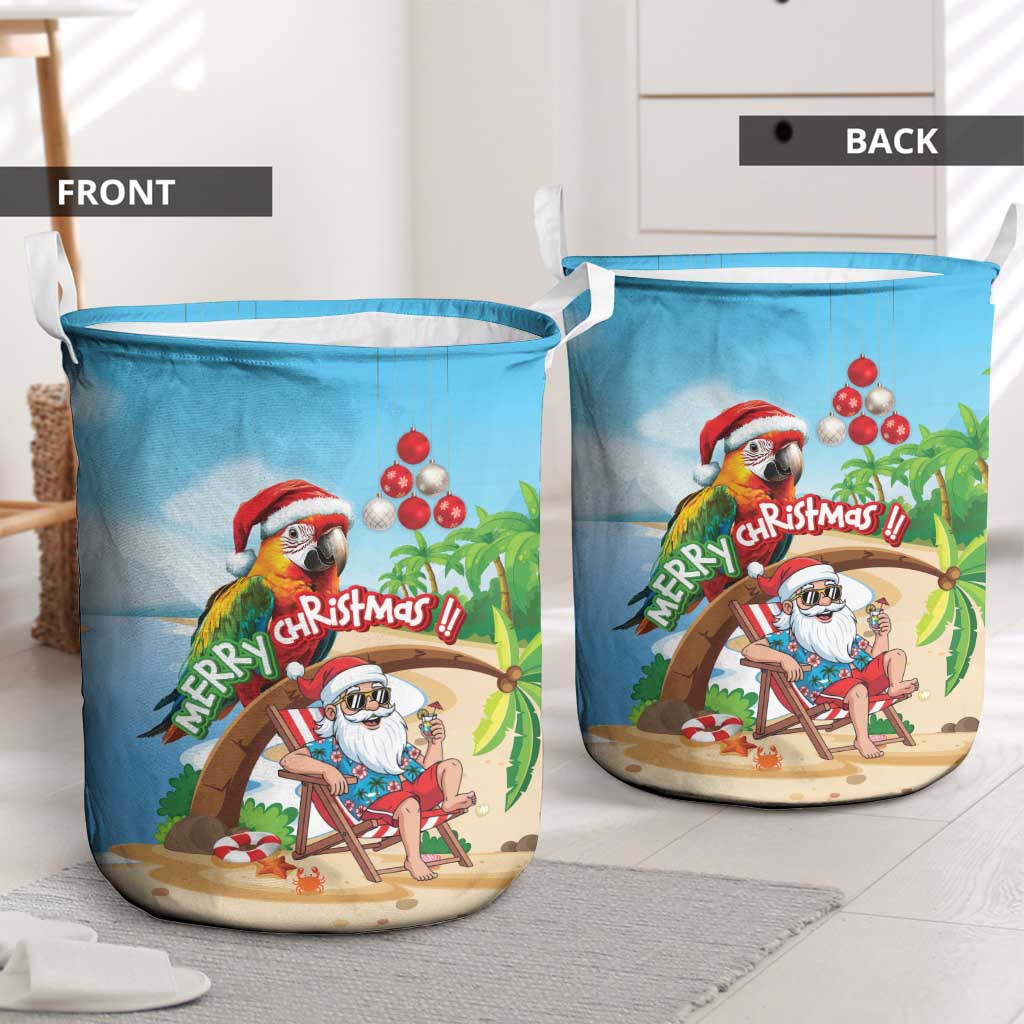Hawaii Santa Parrot Christmas Laundry Basket Summer Vibe - Polynesian Pride