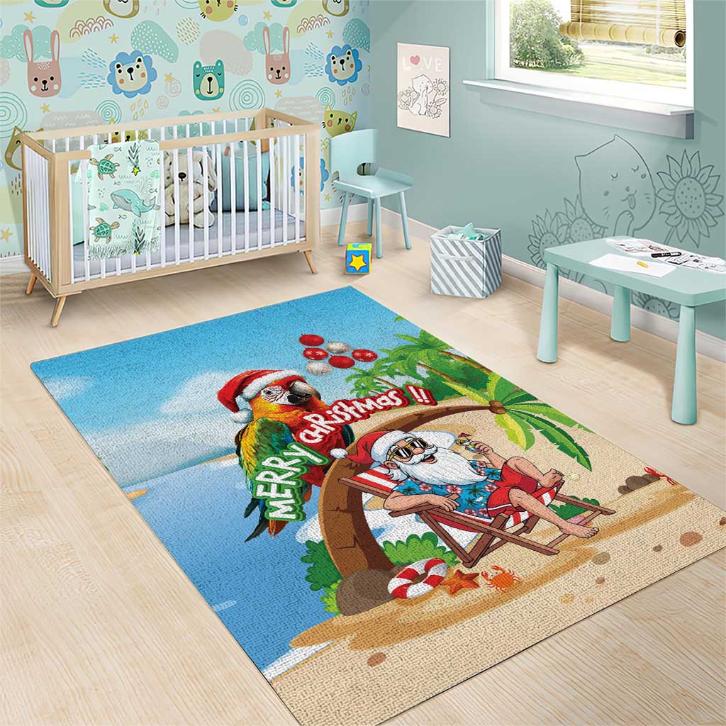 Hawaii Santa Parrot Christmas Area Rug Summer Vibe - Polynesian Pride
