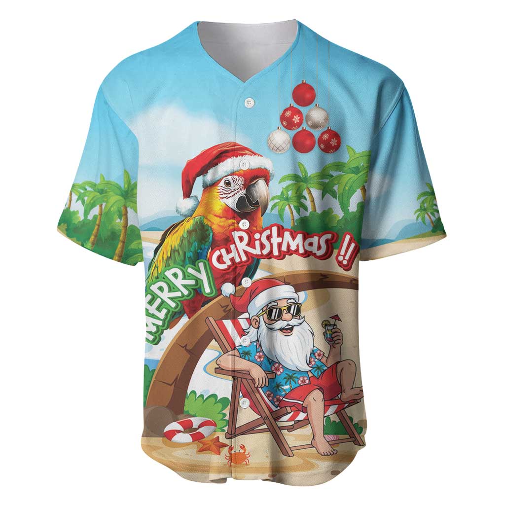Personalized Hawaii Santa Parrot Christmas Baseball Jersey Summer Vibe - Polynesian Pride