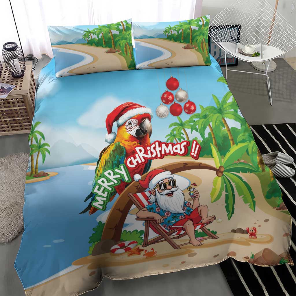 Hawaii Santa Parrot Christmas Bedding Set Summer Vibe - Polynesian Pride