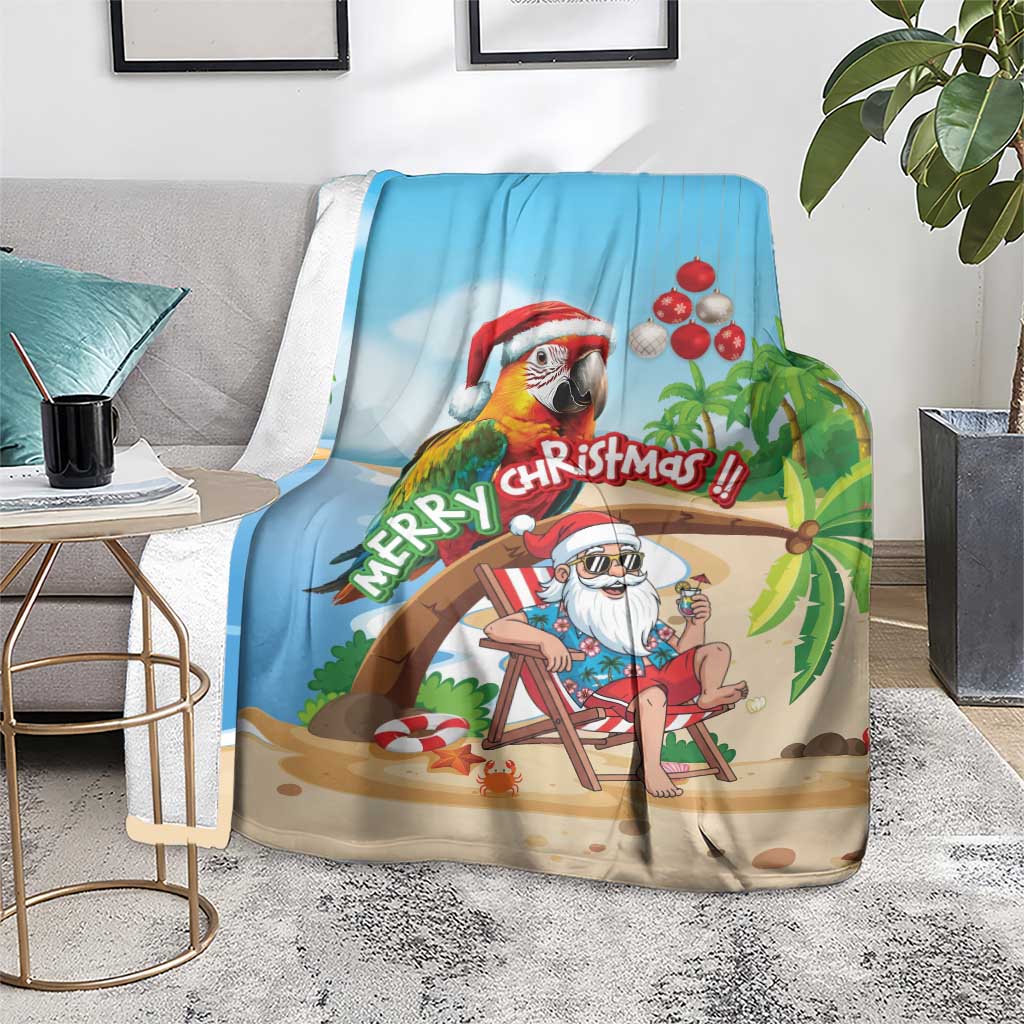 Hawaii Santa Parrot Christmas Blanket Summer Vibe - Polynesian Pride