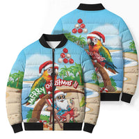 Personalized Hawaii Santa Parrot Christmas Bomber Puffer Jacket Summer Vibe LT01 - Polynesian Pride