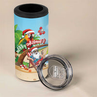 Personalized Hawaii Santa Parrot Christmas 4 in 1 Can Cooler Tumbler Summer Vibe LT01 - Polynesian Pride