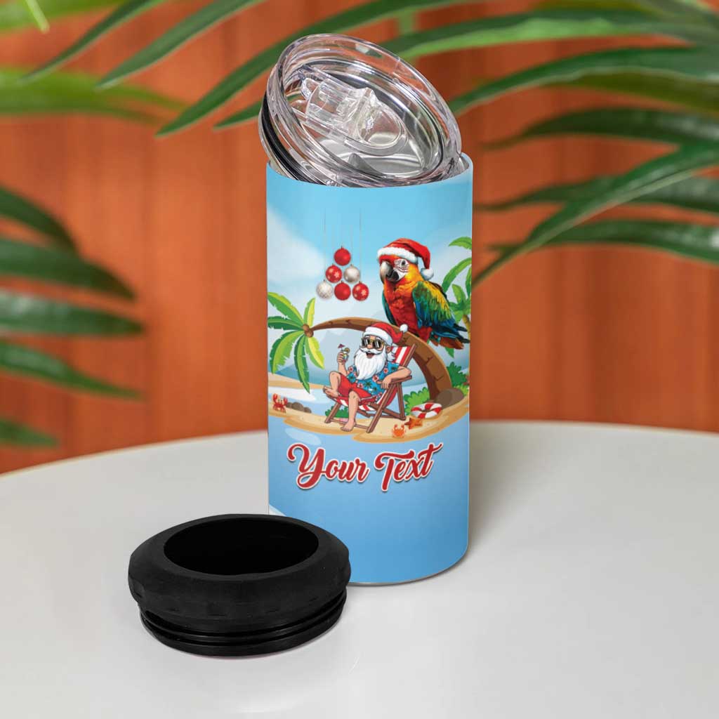 Personalized Hawaii Santa Parrot Christmas 4 in 1 Can Cooler Tumbler Summer Vibe LT01 - Polynesian Pride