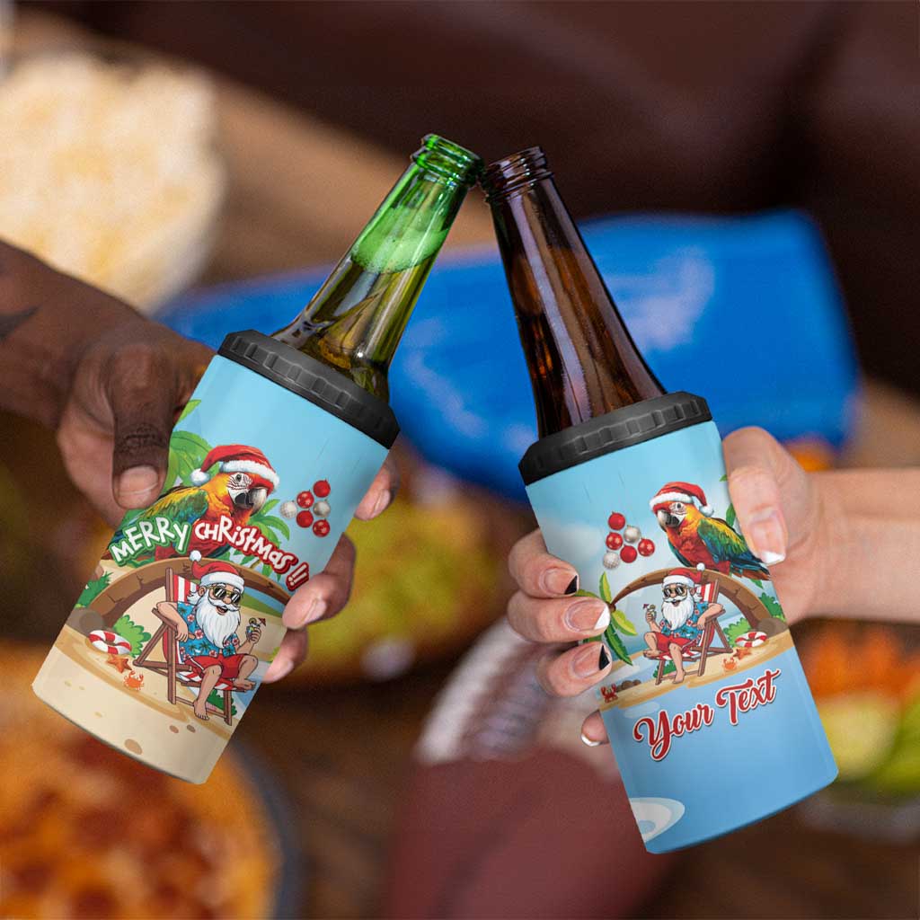 Personalized Hawaii Santa Parrot Christmas 4 in 1 Can Cooler Tumbler Summer Vibe LT01 - Polynesian Pride