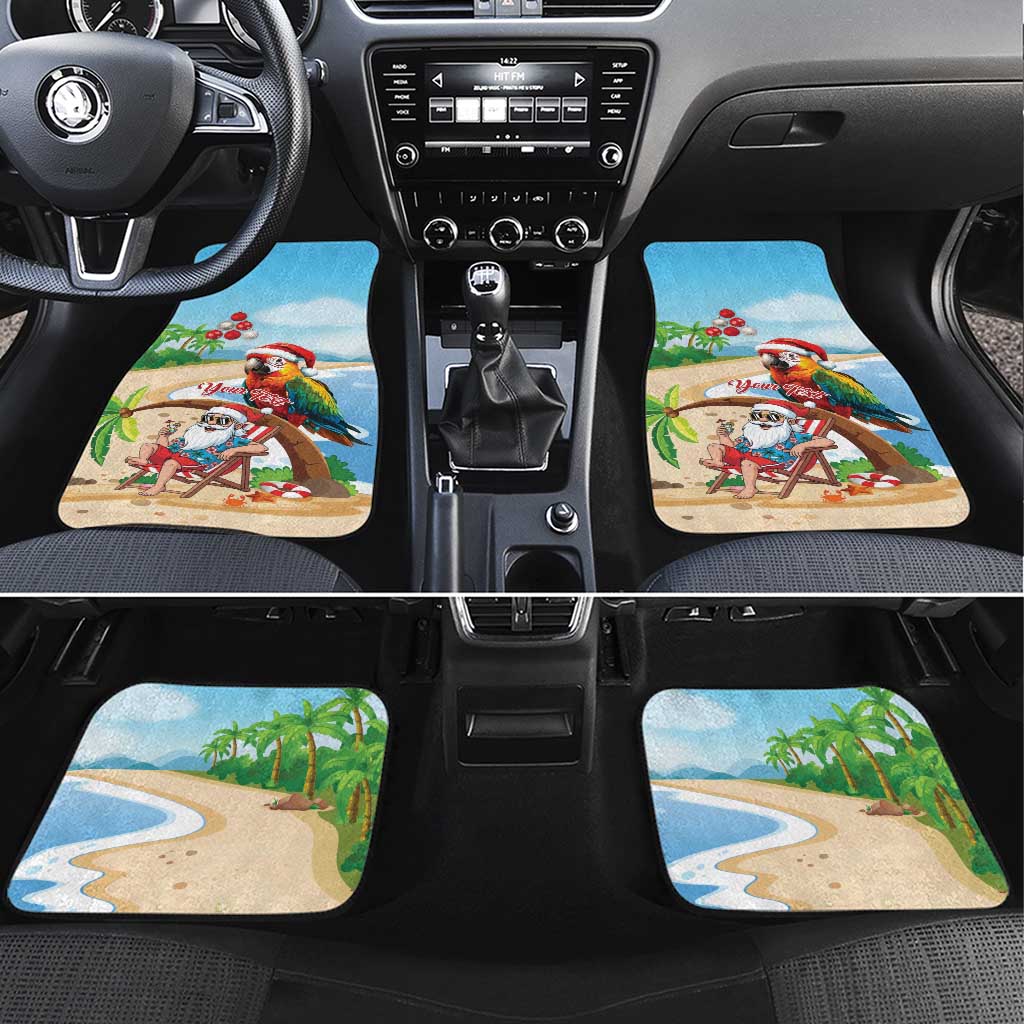 Personalized Hawaii Santa Parrot Christmas Car Mats Summer Vibe - Polynesian Pride
