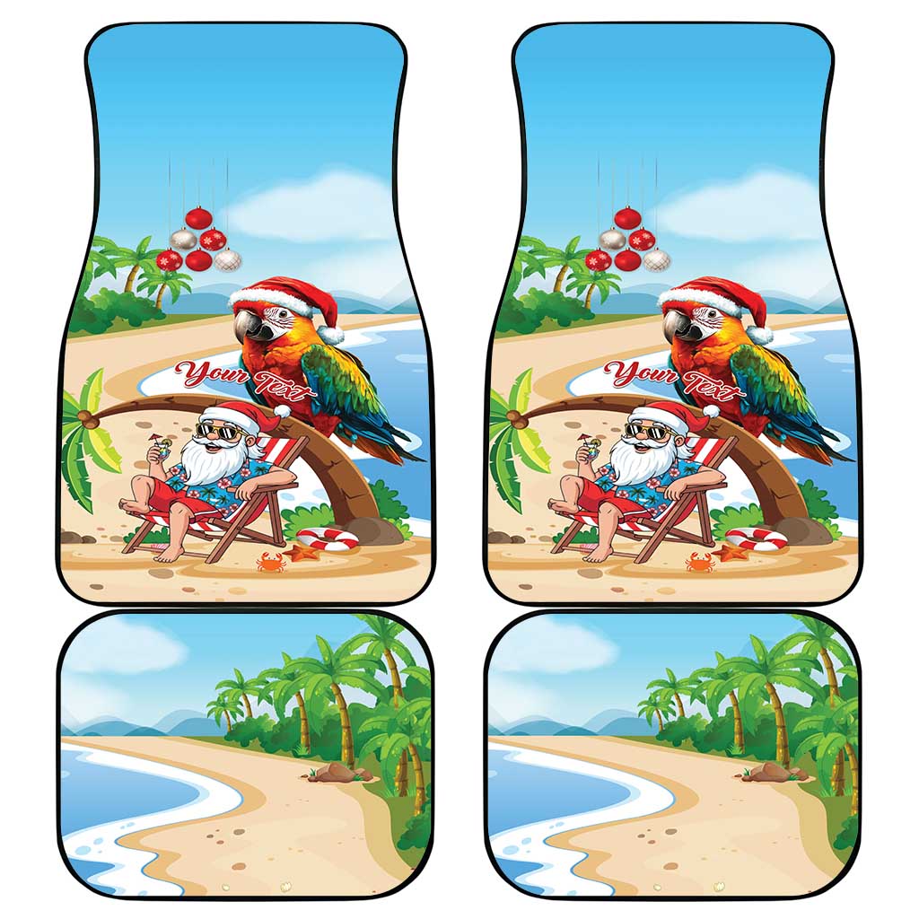 Personalized Hawaii Santa Parrot Christmas Car Mats Summer Vibe - Polynesian Pride