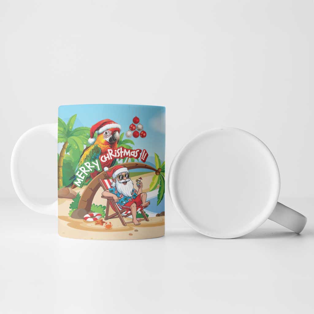 Personalized Hawaii Santa Parrot Christmas Ceramic Mug Summer Vibe LT01 - Polynesian Pride