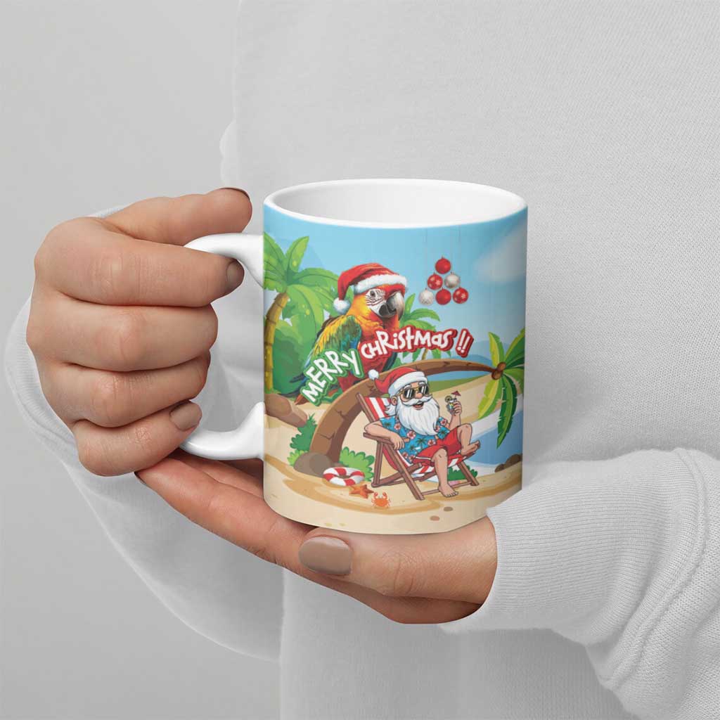 Personalized Hawaii Santa Parrot Christmas Ceramic Mug Summer Vibe LT01 - Polynesian Pride
