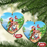 Hawaii Santa Parrot Christmas Ceramic Ornament Summer Vibe - Polynesian Pride