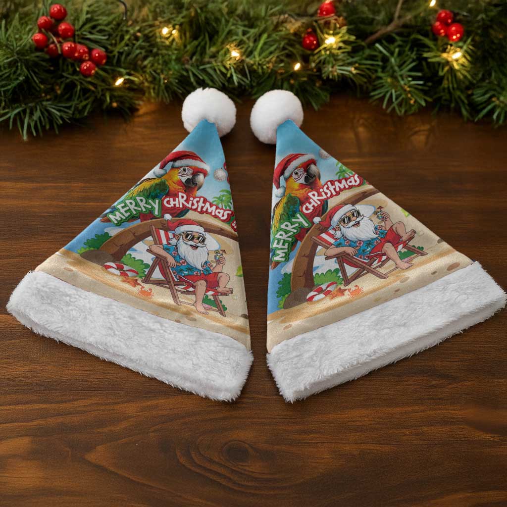 Hawaii Santa Parrot Christmas Santa Hat Summer Vibe - Polynesian Pride