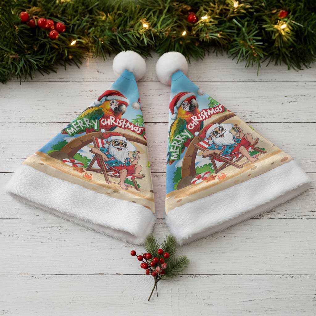 Hawaii Santa Parrot Christmas Santa Hat Summer Vibe - Polynesian Pride