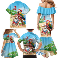Personalized Hawaii Santa Parrot Christmas Family Matching Mermaid Dress and Hawaiian Shirt Summer Vibe - Polynesian Pride