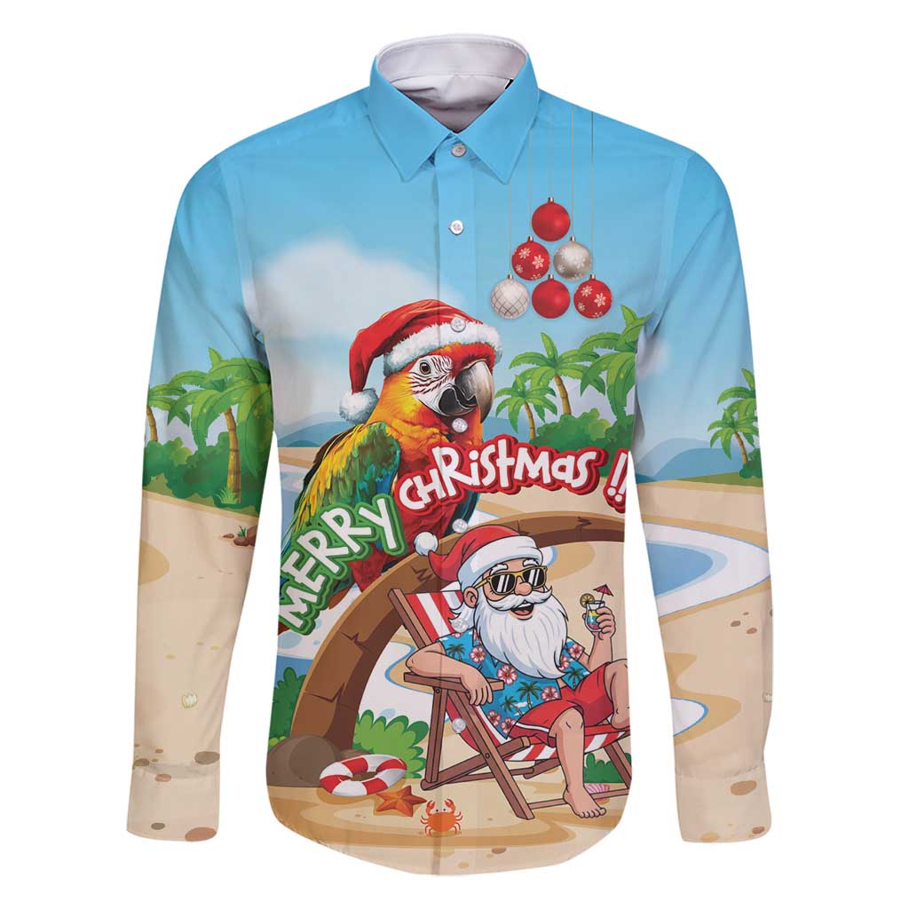 Personalized Hawaii Santa Parrot Christmas Family Matching Off Shoulder Maxi Dress and Hawaiian Shirt Summer Vibe - Polynesian Pride