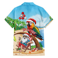 Personalized Hawaii Santa Parrot Christmas Family Matching Off Shoulder Short Dress and Hawaiian Shirt Summer Vibe - Polynesian Pride