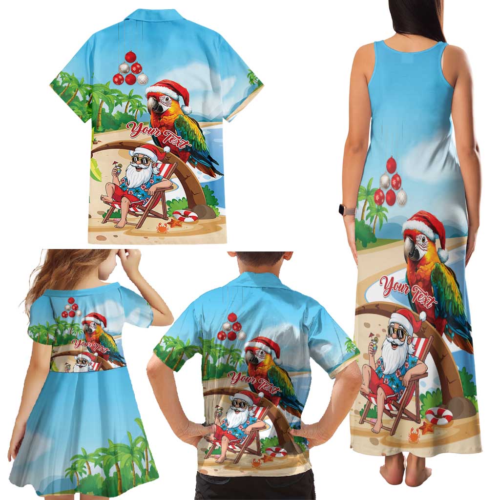 Personalized Hawaii Santa Parrot Christmas Family Matching Tank Maxi Dress and Hawaiian Shirt Summer Vibe - Polynesian Pride