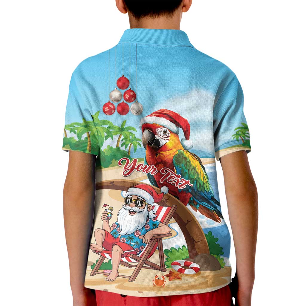 Personalized Hawaii Santa Parrot Christmas Kid Polo Shirt Summer Vibe - Polynesian Pride