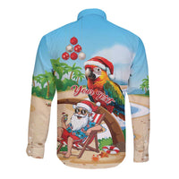 Personalized Hawaii Santa Parrot Christmas Long Sleeve Button Shirt Summer Vibe LT01 - Polynesian Pride
