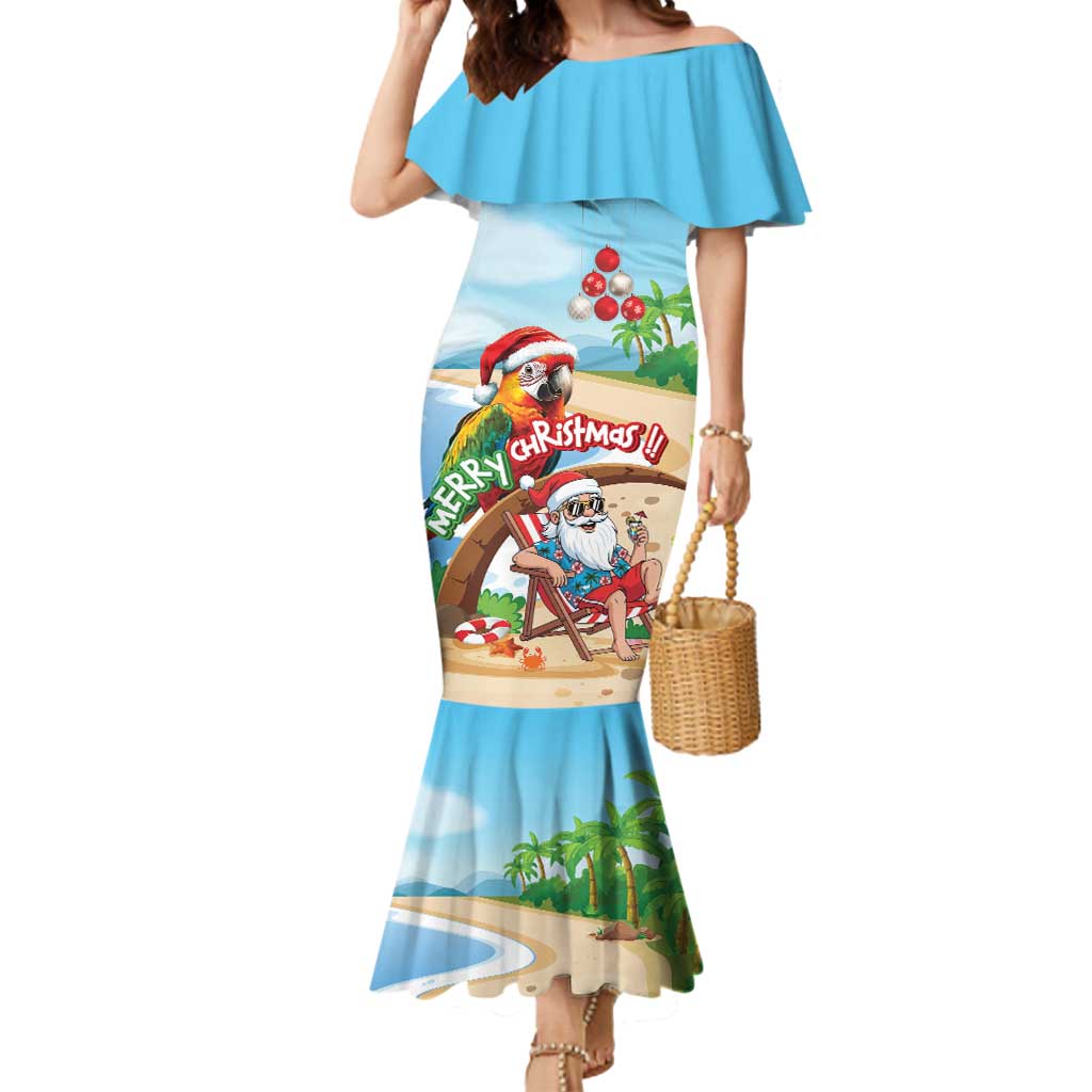 Personalized Hawaii Santa Parrot Christmas Mermaid Dress Summer Vibe - Polynesian Pride
