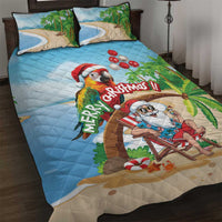 Hawaii Santa Parrot Christmas Quilt Bed Set Summer Vibe - Polynesian Pride