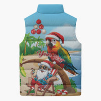 Personalized Hawaii Santa Parrot Christmas Sleeveless Puffer Jacket Summer Vibe LT01 - Polynesian Pride
