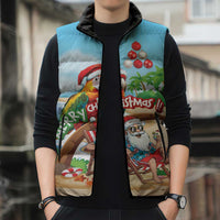 Personalized Hawaii Santa Parrot Christmas Sleeveless Puffer Jacket Summer Vibe LT01 - Polynesian Pride