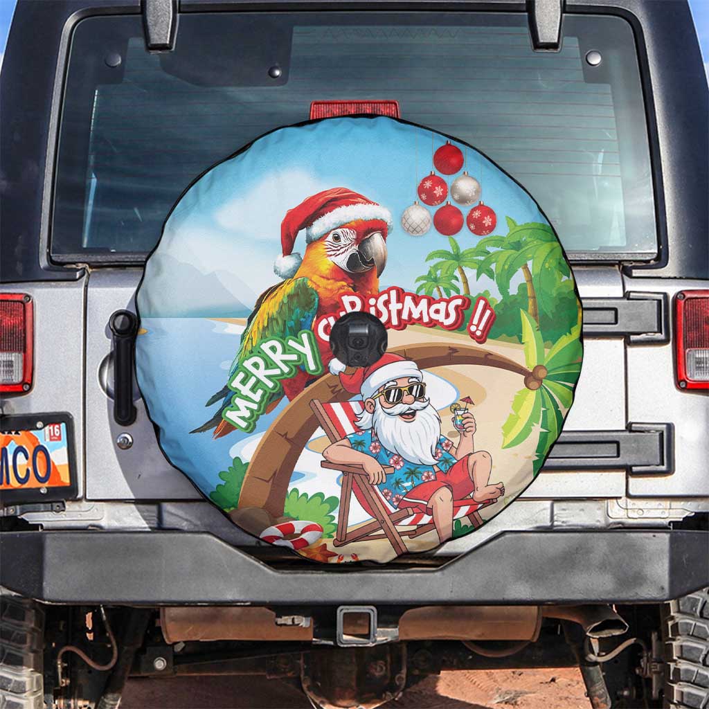 Hawaii Santa Parrot Christmas Spare Tire Cover Summer Vibe - Polynesian Pride