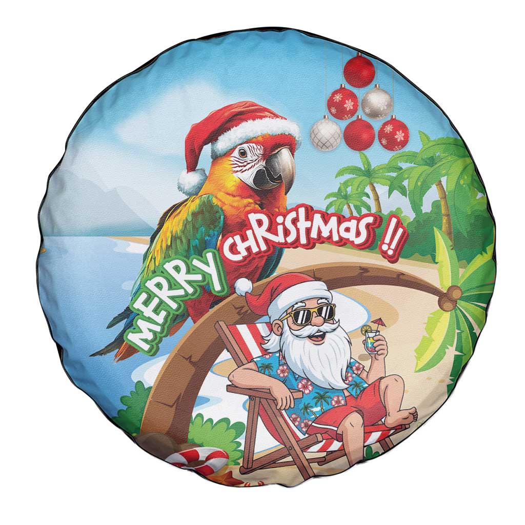 Hawaii Santa Parrot Christmas Spare Tire Cover Summer Vibe - Polynesian Pride