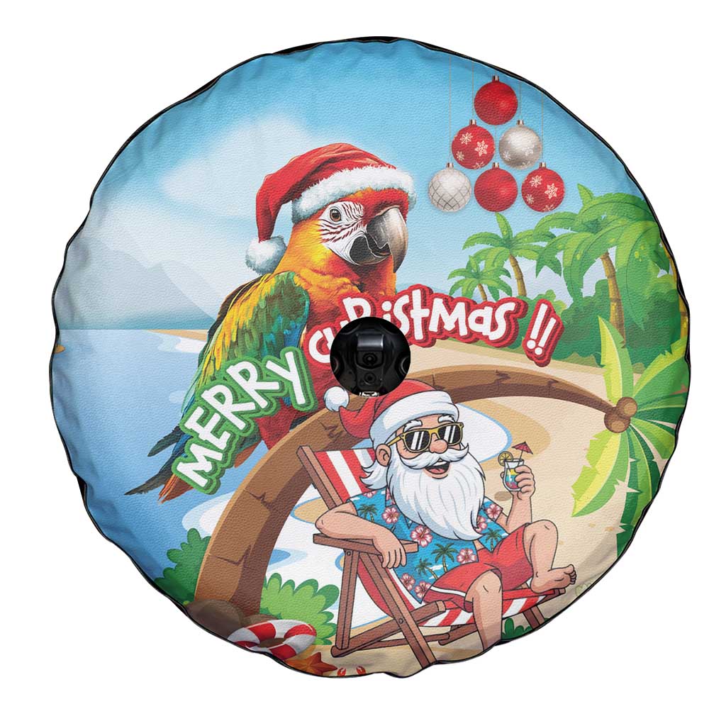 Hawaii Santa Parrot Christmas Spare Tire Cover Summer Vibe - Polynesian Pride