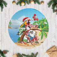 Hawaii Santa Parrot Christmas Tree Skirt Summer Vibe - Polynesian Pride
