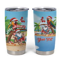 Personalized Hawaii Santa Parrot Christmas Tumbler Cup Summer Vibe LT01 Blue - Polynesian Pride
