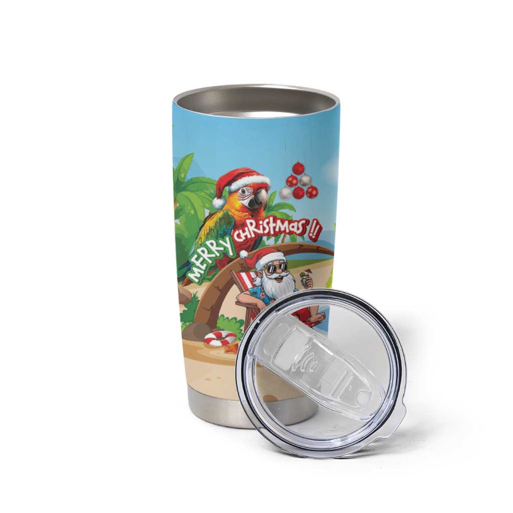 Personalized Hawaii Santa Parrot Christmas Tumbler Cup Summer Vibe LT01 - Polynesian Pride