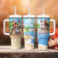 Personalized Hawaii Santa Parrot Christmas Tumbler With Handle Summer Vibe LT01 - Polynesian Pride