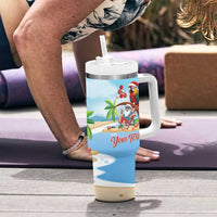 Personalized Hawaii Santa Parrot Christmas Tumbler With Handle Summer Vibe LT01 - Polynesian Pride