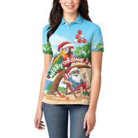 Personalized Hawaii Santa Parrot Christmas Women Polo Shirt Summer Vibe - Polynesian Pride